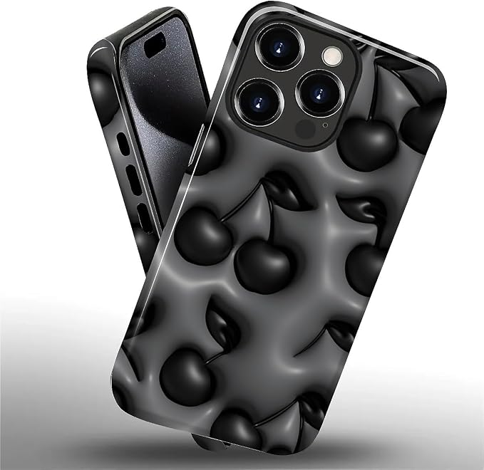 for iPhone 11 Pro Max Case, HL2 Cute Cool Cherry Black Hybrid 2 Layer Hard - Image 2