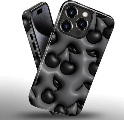for iPhone 11 Pro Max Case, HL2 Cute Cool Cherry Black Hybrid 2 Layer Hard - Image 2