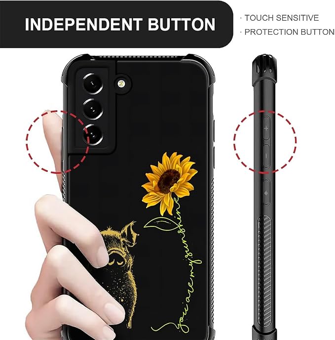 for Samsung Galaxy S22 Case, Pig Sunflower Yellow Sunshine Pattern Graphic - Image 5