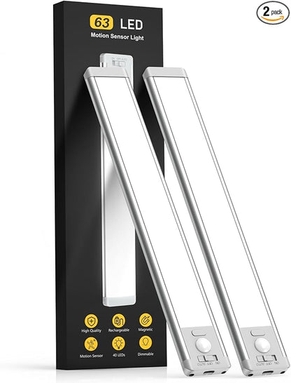 Under Cabinet Lighting, 14.7" Rechargeable Motion Sensor Light Indoor, 2 Pack by MCGOR