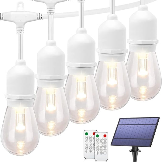 Mlambert 3-Color in 1 Dimmable Solar String Lights Outdoor, 48FT Patio String by Mlambert