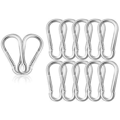12 Pack 3" Heavy Duty Carabiner Clips, M8 Sliver Galvanized Steel Spring Snap by SEUNGCH