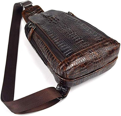 Hebetag Crocodile Genuine Leather Sling Chest Bag - Image 6