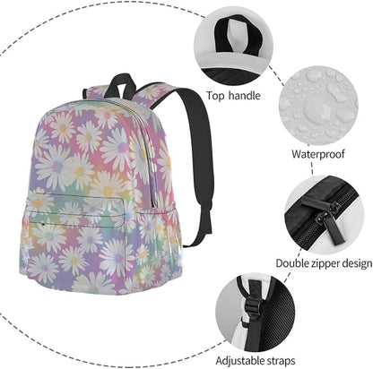 cfpolar 17 Inch Backpack Cute Daisy Flower Laptop Bag Shoulder Bag School - Image 3
