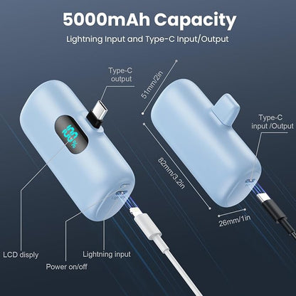 Mini Portable Charger 5000mAh Power Bank, 3A PD USB C Cell Phone Portable Power - Image 5