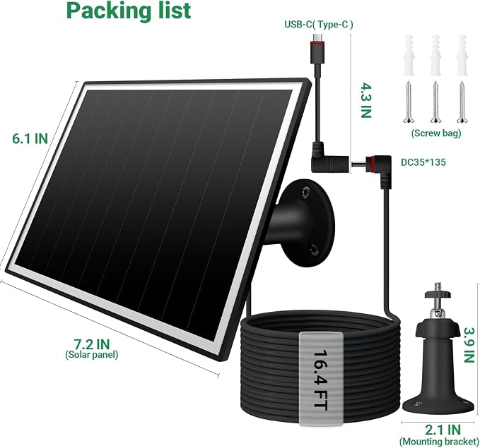 Solar Panel for Ring Camera, 6W Solar Charger - Image 7
