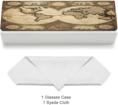 World Map Eyeglass Case Spectacle Case Slim PU Leather Eyeglass Case - Image 3