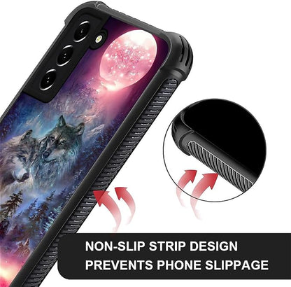 for Samsung Galaxy S21 FE Case, Star Two Wolfs Howling Pattern Graphic Design - Image 6