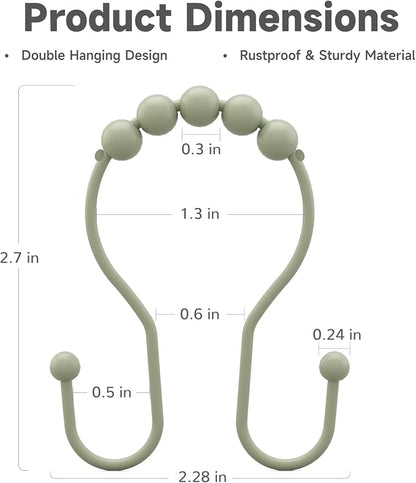 Bathway Sage Green Shower Curtain Hooks Shower Curtain Rings Rust Proof Sturdy - Image 5