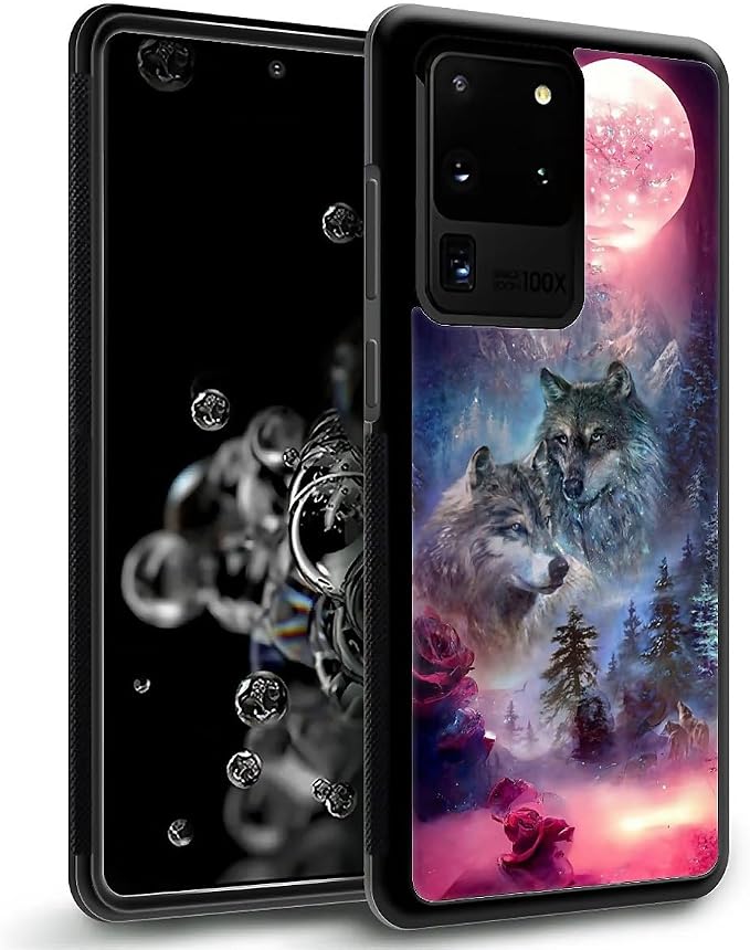 for Samsung Galaxy S20 Ultra Case, Star Two Wolfs Howling Pattern Graphic - Image 2
