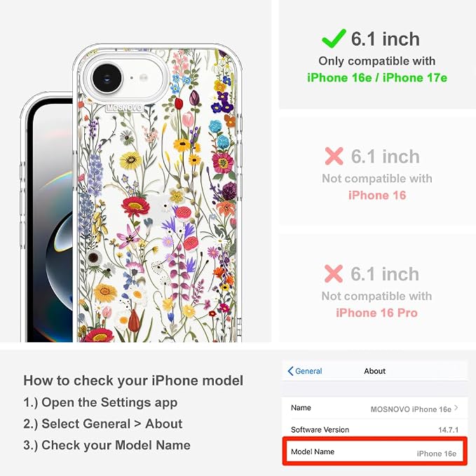 MOSNOVO for iPhone 17e Case/iPhone 16e Case, Shockproof Military-Grade - Image 2
