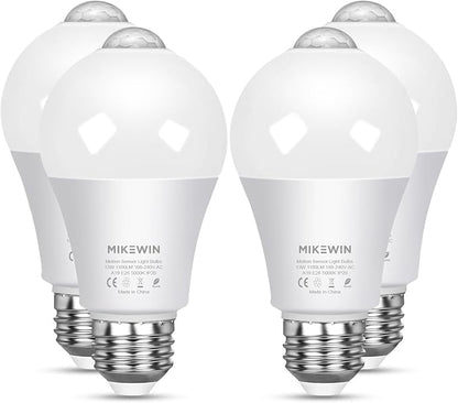 MikeWin Motion Sensor Light Bulbs Outdoor 4 Packs 13W Security LED Bulb by MikeWin