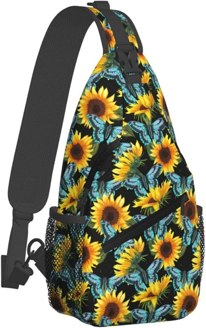 Sunflower And Blue Butterfly Sling Bag - Image 2