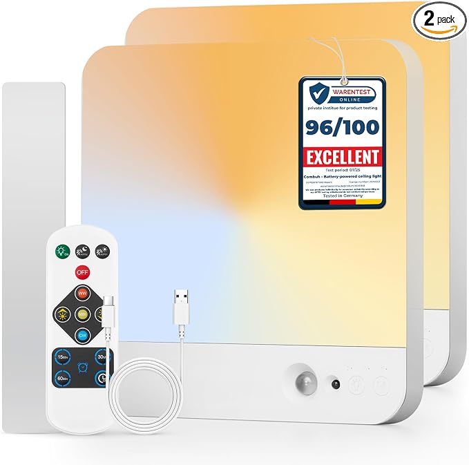 Combuh 2 Pack Square Rechargeable Ceiling Lights by Combuh