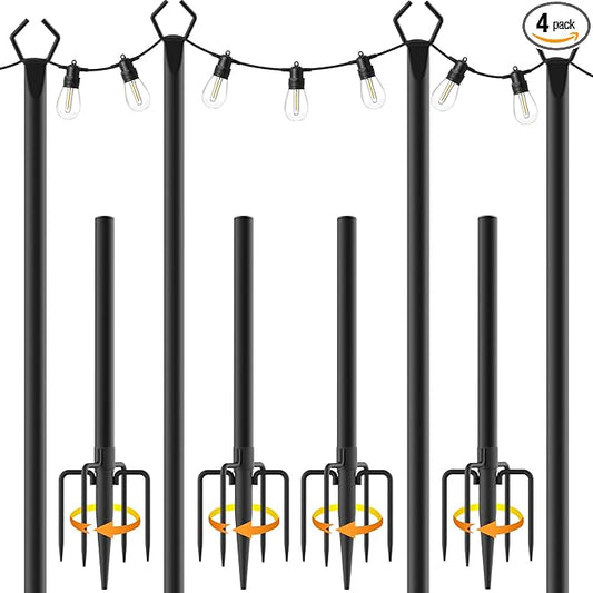 AILBTON 10Ft String Light Poles 4 Pack, Light Poles by AILBTON