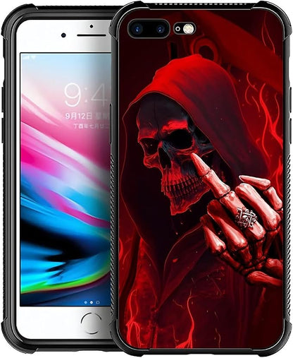 for iPhone 7/8 Case, Gestures Funny Skull Pattern Graphic Design Girl Boy Soft by FKBRCL4U