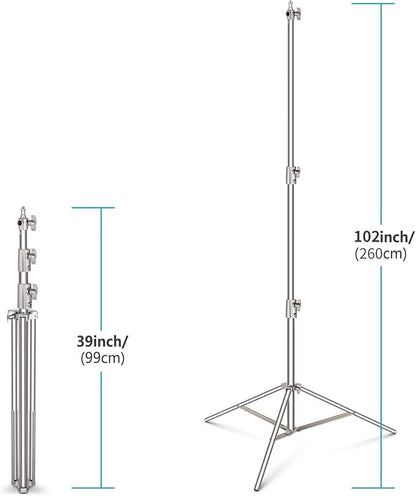 NEEWER 102"/2.6m Stainless Steel Light Stand, Spring Cushioned Heavy Duty - Image 4