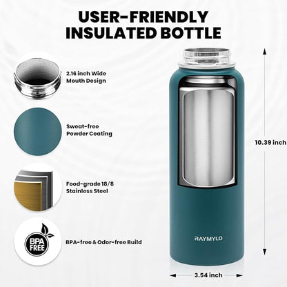 RAYMYLO Insulated Water Bottle 40 oz, Triple Wall Vacuum Stainless Steel - Image 5