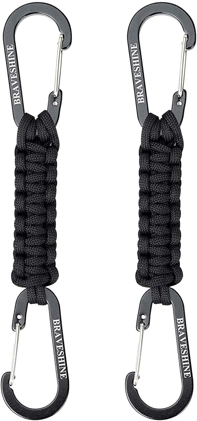 BRAVESHINE Paracord Keychain Carabiner Clip, D Ring Lanyard Hanger Stroller Hook by BRAVESHINE