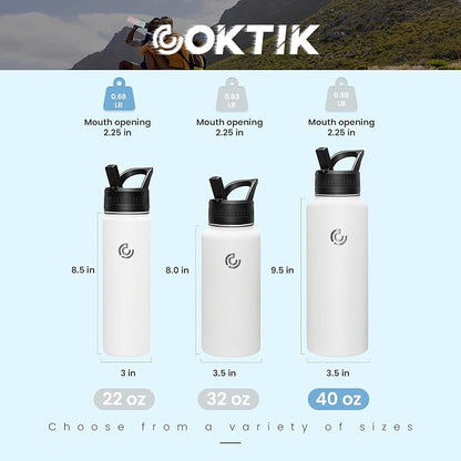 COKTIK 40oz Sports Water Bottle, Stainless Steel Water Bottle - Image 2