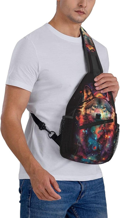 Wolf Sling Bag For Women Men Fashion Wolf Print Backpack Crossbody Shoulder Bag - Image 8