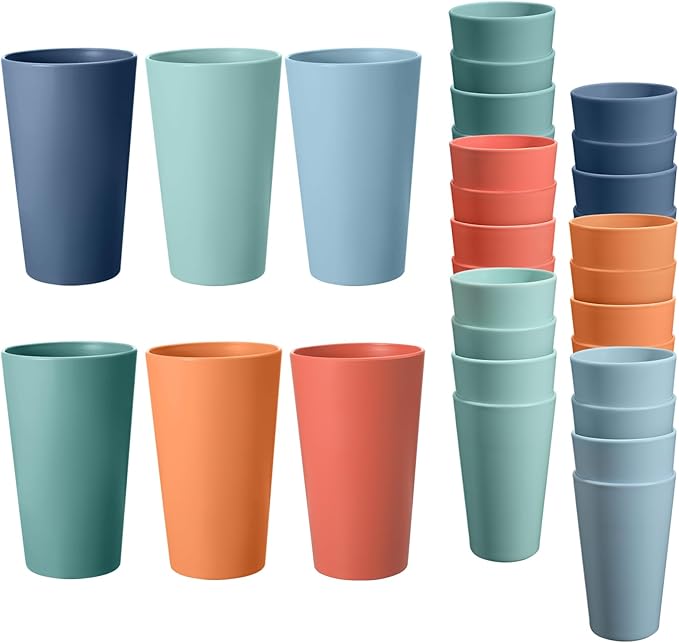 24 Pcs Unbreakable Plastic Cups Set, 20 oz Reusable Plastic Cups, Stackable by StayHealthyStayHappy