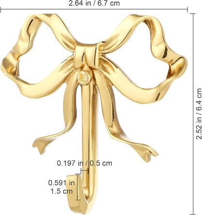 MAGICLULU Gold Coat Hook Bow Wall Hooks Brass Hanging Hook Multi-Purpose Door - Image 2