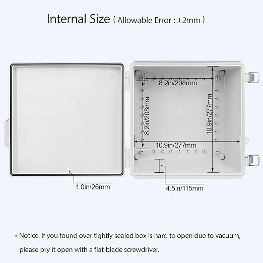LeMotech Electrical Box, IP67 Waterproof Hinged Cover Stainless Steel Latch - Image 5