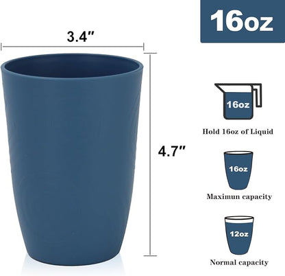 Homienly Wheat Straw Cups Set Unbreakable Drinking Glasses & Reusable Plastic - Image 2