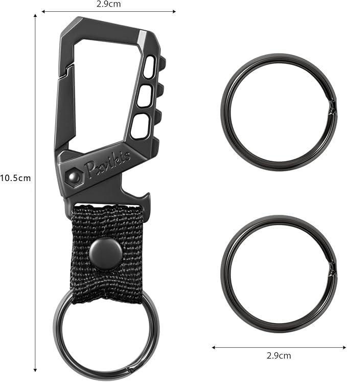 Metal heavy duty key chain carabiner clip bottle opener wrist lanyard ring car - Image 2
