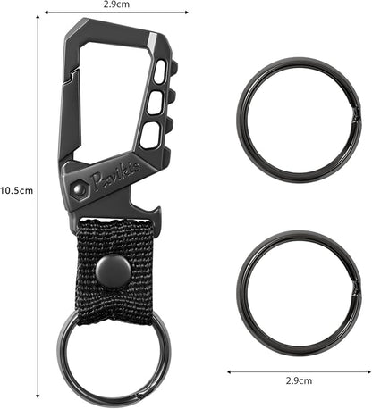 Metal heavy duty key chain carabiner clip bottle opener wrist lanyard ring car - Image 2