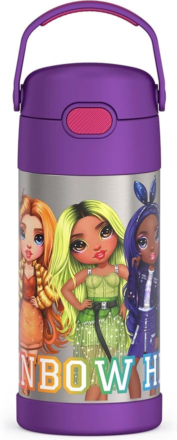 THERMOS FUNTAINER 12 Ounce Stainless Steel Vacuum Insulated Kids Straw Bottle by Thermos