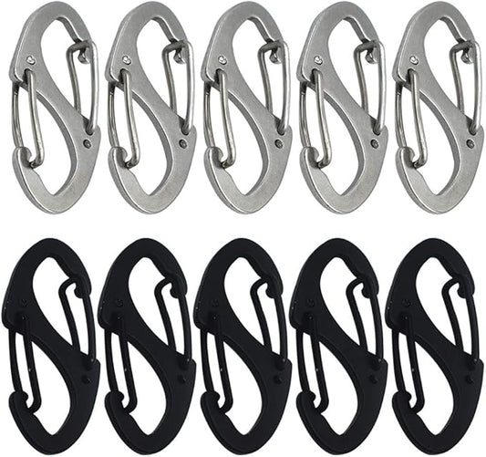 Small Carabiner Clips 1.6 inch Metal Double Sided Spring Gate Snap Hooks by Bytiyar