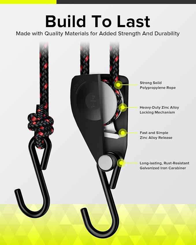 1/4" Ratchet Tie Down Straps, Heavy Duty Kayak Pulley System - Image 3