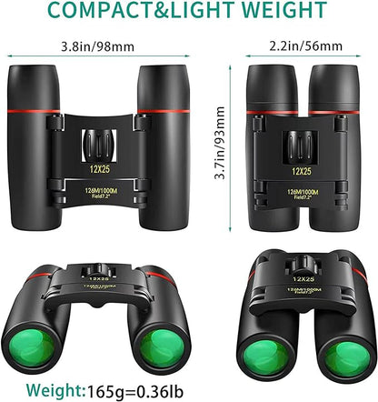 POLDR 12X25 Small Pocket Binoculars Compact Adults, Mini Kids Binoculars Boys - Image 2