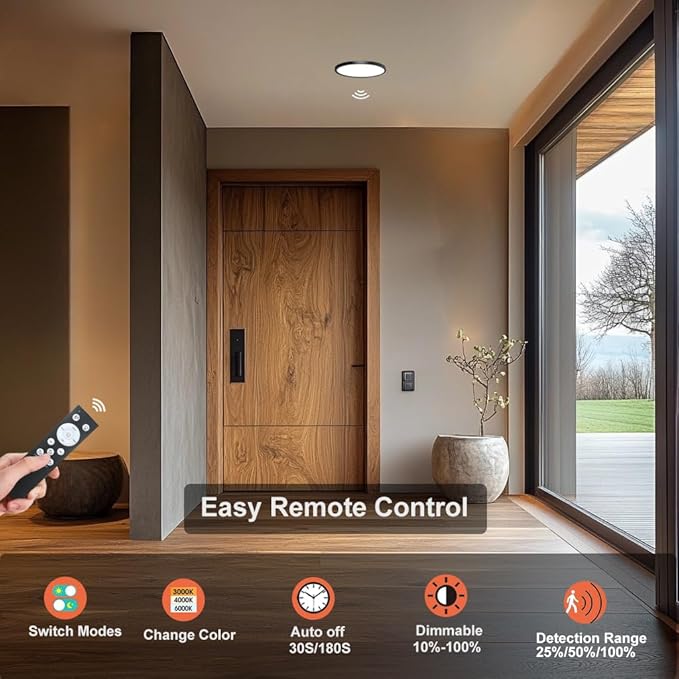 9 Inch Motion Sensor Light Indoor, Flush Mount Light Fixture, Motion Sensor - Image 3