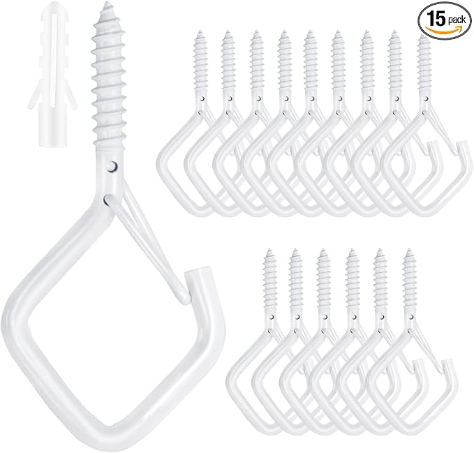 15 Pcs White Eye Hooks Screw Heavy Duty, Ceiling Hooks by Unknown