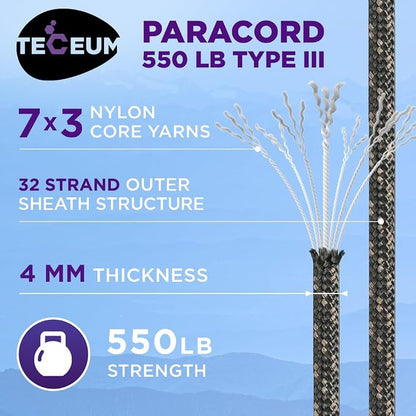 TECEUM Reflective Paracord Rope 1000 – 1000ft/200ft/100ft/50ft – 40+ Colors – - Image 2