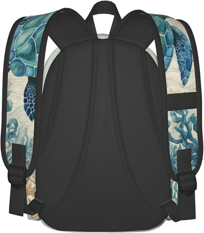 cfpolar 17 Inch Backpack Vintage Sea Turtle Starfish Laptop Bag Shoulder Bag - Image 3