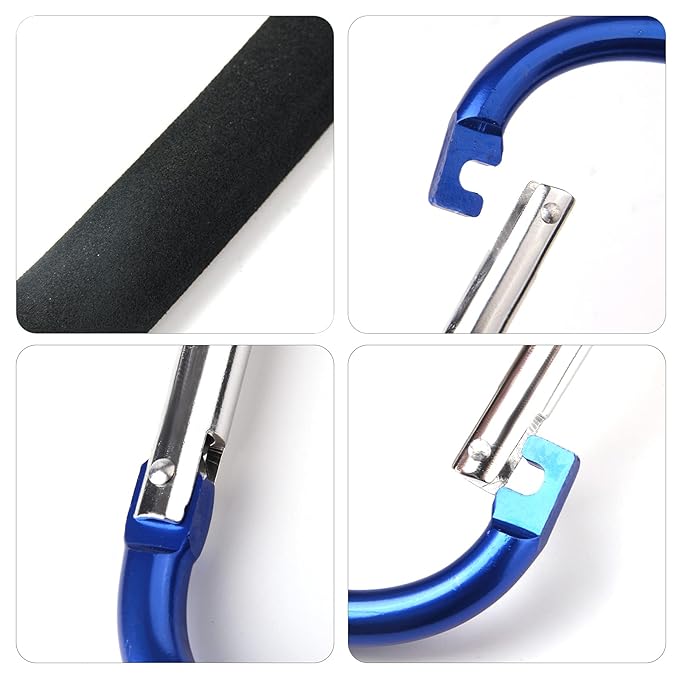 4 Pack Large Carabiner 5.5" D Style Click and Carry Bag Carrier Stroller Hooks - Image 3
