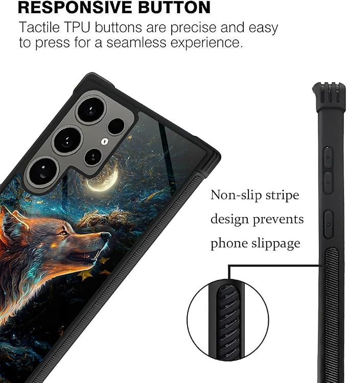 for Samsung Galaxy S24 Ultra Case, Star Cave Hungry Wolf Pattern Graphic Design - Image 4