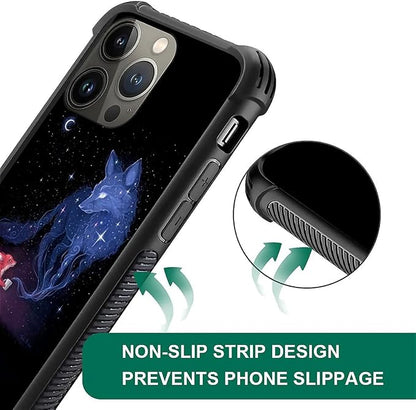for iPhone 14 Pro Max Case, Galaxy Fox Wolf Pattern Graphic Design Girl Boy - Image 2