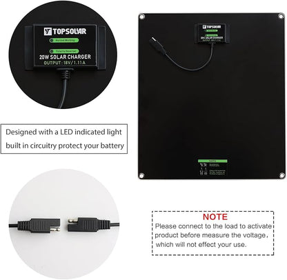 Topsolar 20W 18V Solar Panel Portable Battery Charger/Maintainer - Image 2