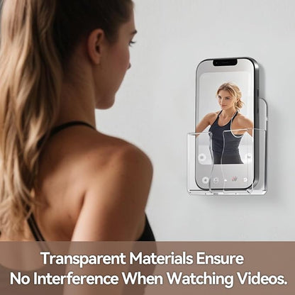 2 Pcs Clear Wall Mount Phone Holders, Self Adhesive Plastic Stand, Compatible - Image 8