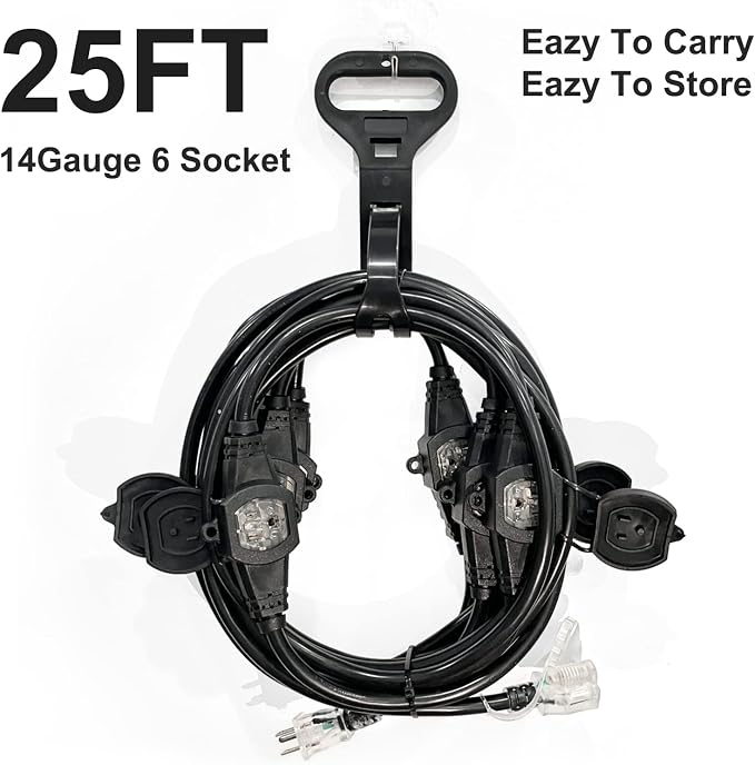 25Ft Power Extension Cord 3 Prong, 12 Gauge SJTW 5-15R Cable Male Plug to - Image 2