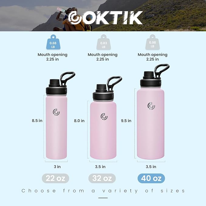 Sports Water Bottle 40oz, Insulated Water Bottle - Image 2