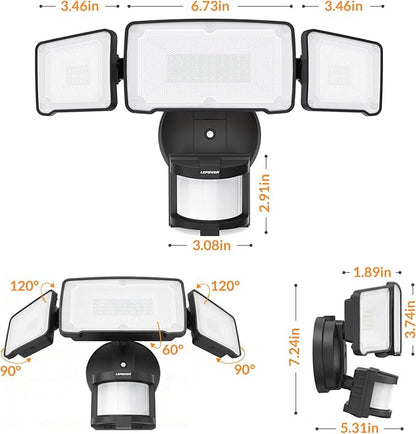 LEPOWER LED Motion Sensor Security Lights, 3 Head Motion Detected, Waterproof - Image 9