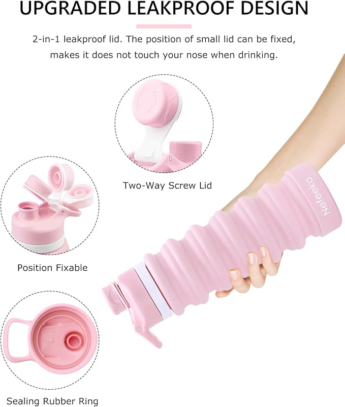 Nefeeko Collapsible Water Bottle, 26oz Silicone Foldable Water Bottles - Image 4