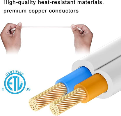 Short Extension Cord 3 Ft，2Pack Flat Plug Extension Cord 2 Prong, US - Image 3