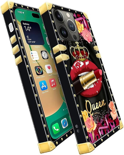 Compatible with iPhone 14 Pro Max Case, Queen Lip Crown Leopard Print Luxury - Image 3